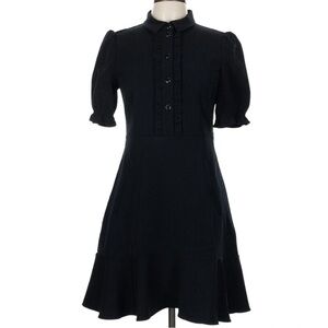 ME+EM Black Ruffle Front Fit and Flare Dress